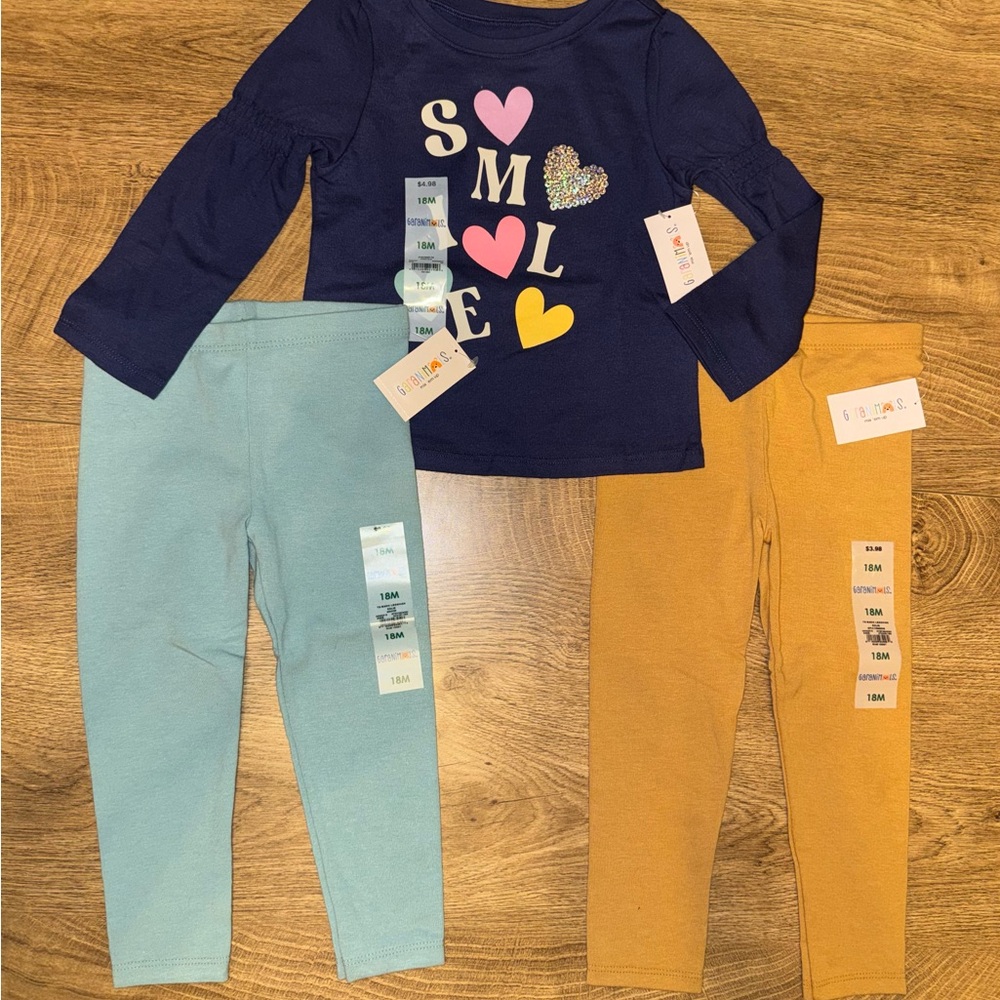 NWT Garanimals 3-Piece "Smile" Outfit Set 18M